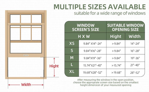 FLYZZZ Adjustable Window Screen Horizontal (19.68"H x 28"-52"W) 1 Pack Expandable Window Screen Large Replacement for Home