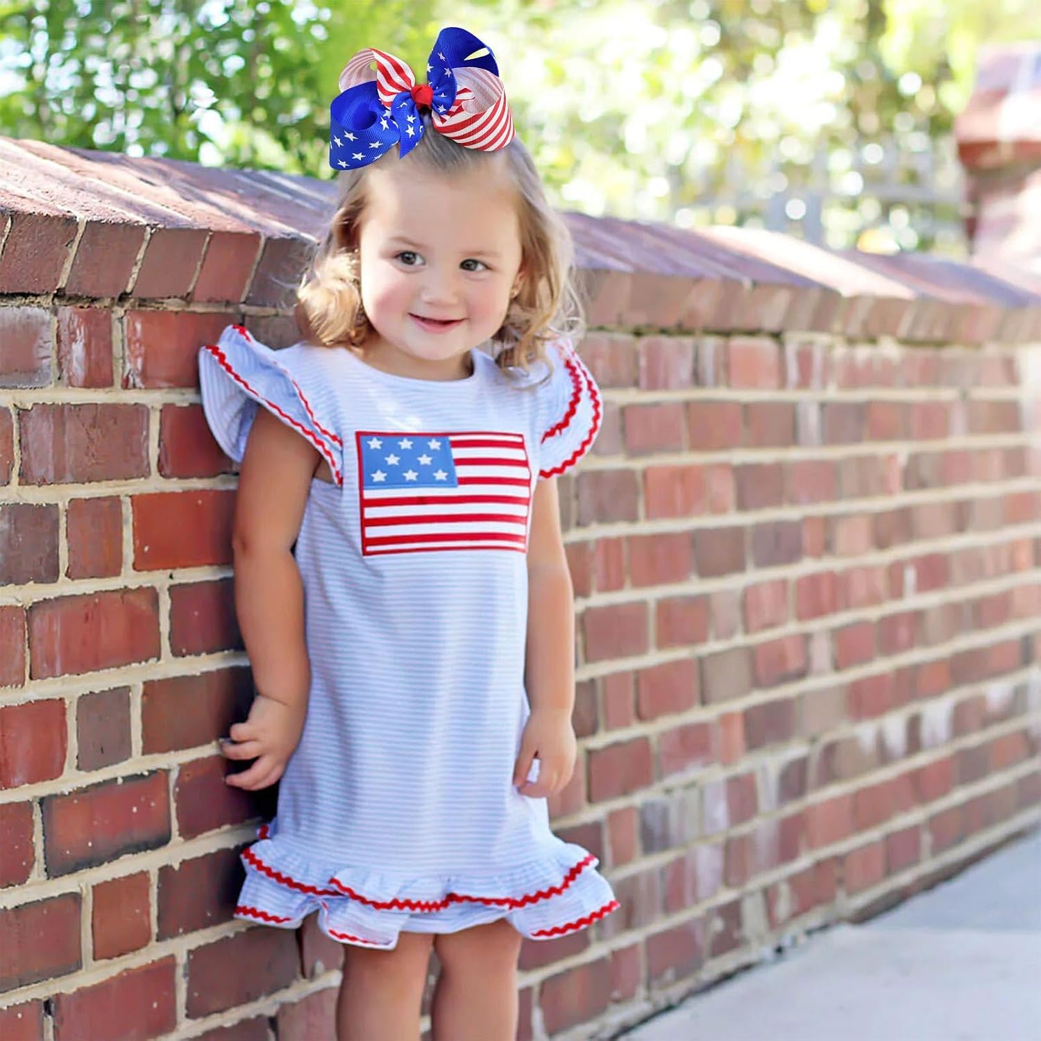 Oaoleer 2PCS 4th of July Hair Bows for Girls, Red White Blue Bows