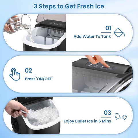 Antarctic Star Ice Makers Countertop with Auto-Cleaning, 9 Bullet Ice Cubes in 6 Mins, 26lbs/Day, Portable Ice Machine with Handle, Basket and Scoop for Home, Kitchen, Office, Party
