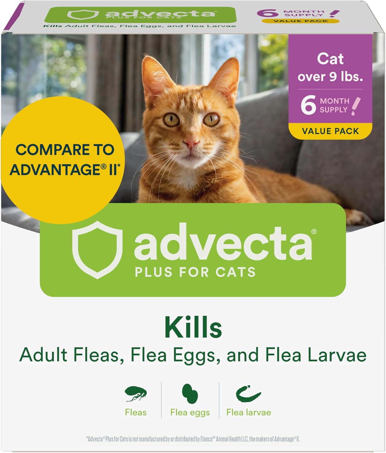 Advecta Plus Cat Flea Treatment 9+ lbs, Imidacloprid, 6-Month