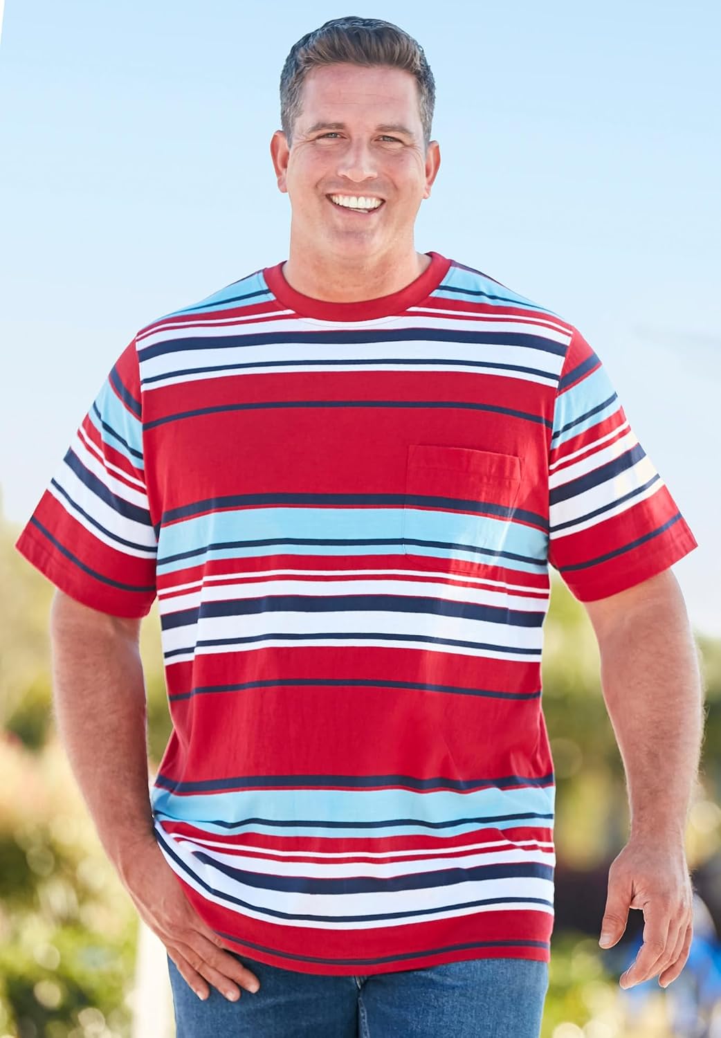 KingSize Shrink-Less Lightweight Pocket Crewneck T-Shirt