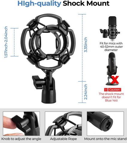 BILIONE Versatile Desktop Microphone Stand, Mic Stand Kit for Desk