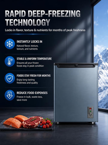 7.0 Cu Ft Chest Freezer - Energy Saving Quiet Top Open Door Mini Freezer Adjustable 6 Thermostat - Compact Small Deep Freezer w/Removable Basket and Defrost Water Drain for Home/Apartment/Garage