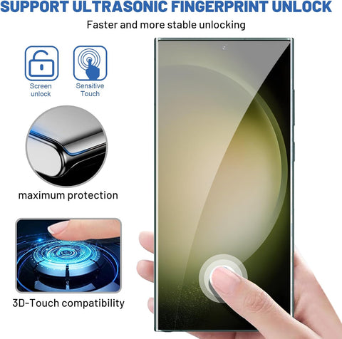 Samcorn 3 Pack Galaxy S23 Ultra Screen Protector, HD Clear Tempered Glass, Fingerprint Unlock, 3D Curved, Scratch Resistant, No Bubble for Samsung Galaxy S23 Ultra 5G Glass Screen Protector
