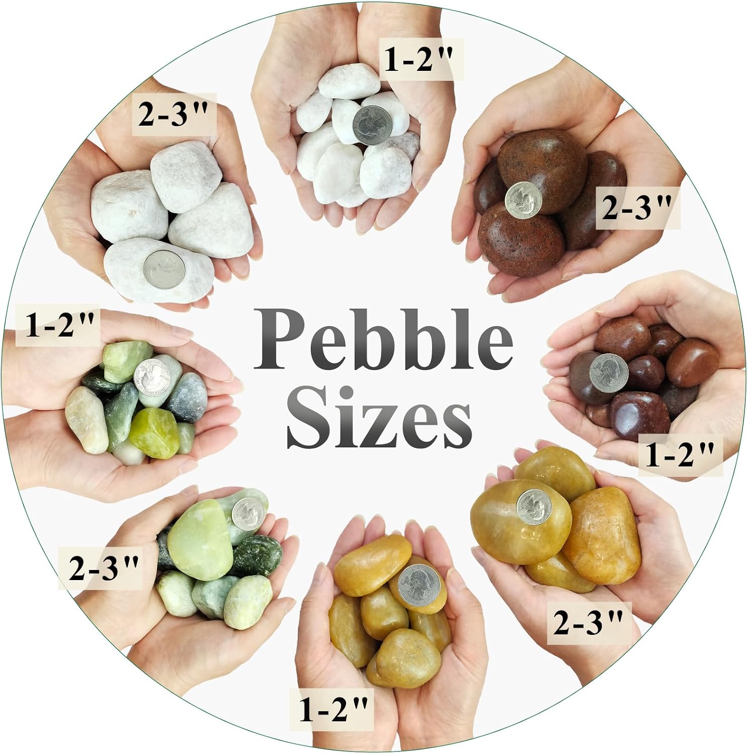 FANTIAN 5 lbs Green River Rocks for Plants, 1-2 Inch Polished Jade Pebbles for Indoor Plants, Decorative Rocks for Succulent, Landscaping, Vases, Yard and Garden