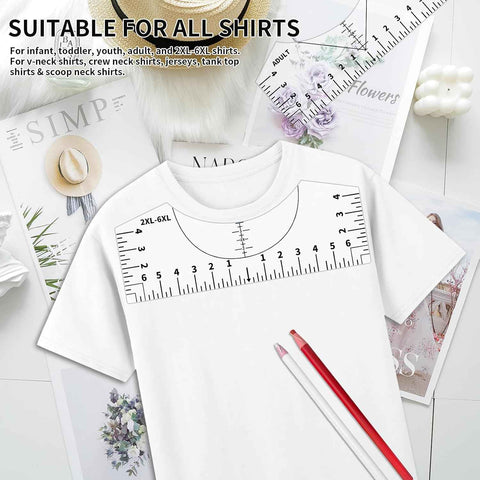 Tshirt Ruler Guide for Vinyl Alignment, T Shirt Rulers to Center Designs, PVC Measurement Template, Craft Sewing Supplies Accessories Tools for Cricut Heat Press & Cameo & HTV Transfer Vinyl
