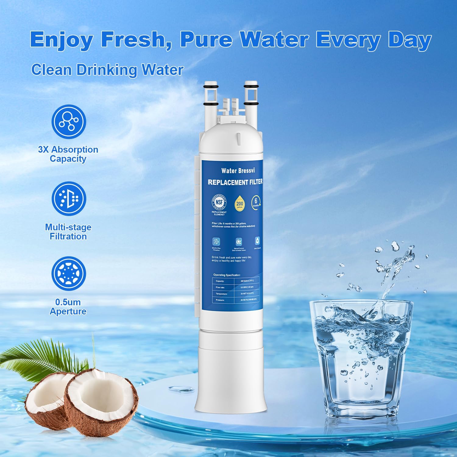 FPPWFU01 Water Filter Replacement Compatible with FPPWFU01, FPPWFU01, PWF-1 FPPWFU01 Water Filter, Remove Impurities from Water (1-PCS)