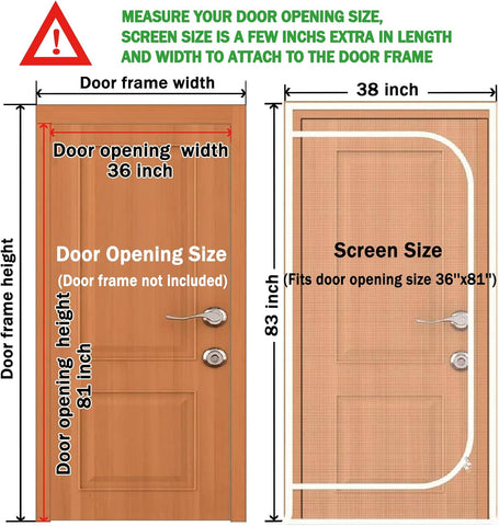 Upgraded Pet Screen Door,Fits Door Opening Size 36''x 81'',Thickened Cat Resistant Mesh Screen Door for Living Room,Kitchen,Bedroom,Cat Proof Screen with Zipper Closure.