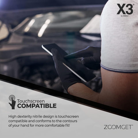 X3 Nitrile Disposable Gloves Latex Free 3 mil Black for Cooking Food Prep