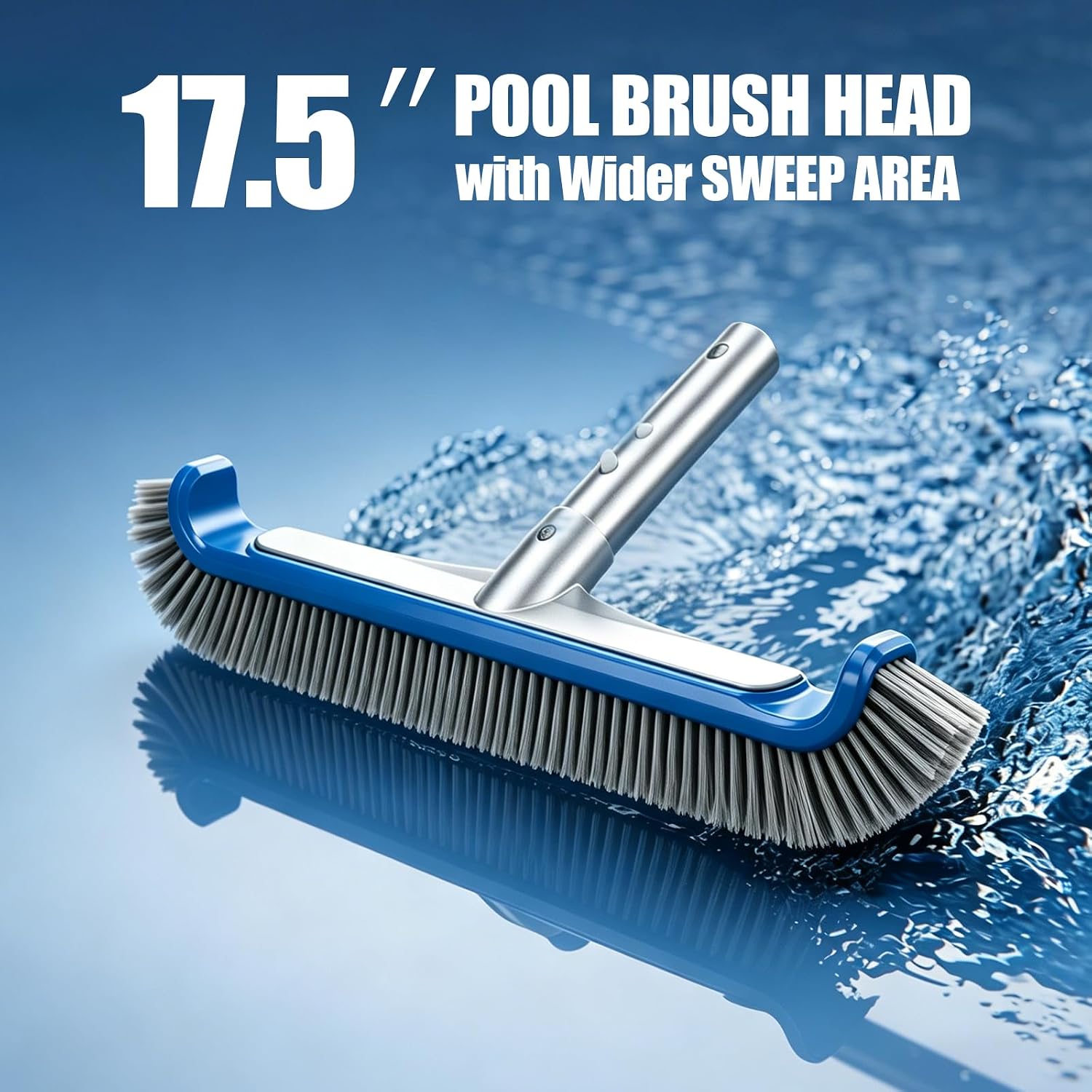 Pool Brush Head, Heavy Duty Scrub Brush with Upgraded Premium Nylon Bristles and Reinforced Aluminium Back for Cleaning Inground/Above Ground Swimming Pool, Walls, Bath Tub, Tiles & Floors(Blue)