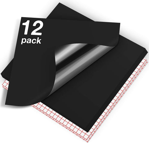 HTVRONT Matte Black Permanent Vinyl 12 Pack 12"x12" Compatible with Cricut