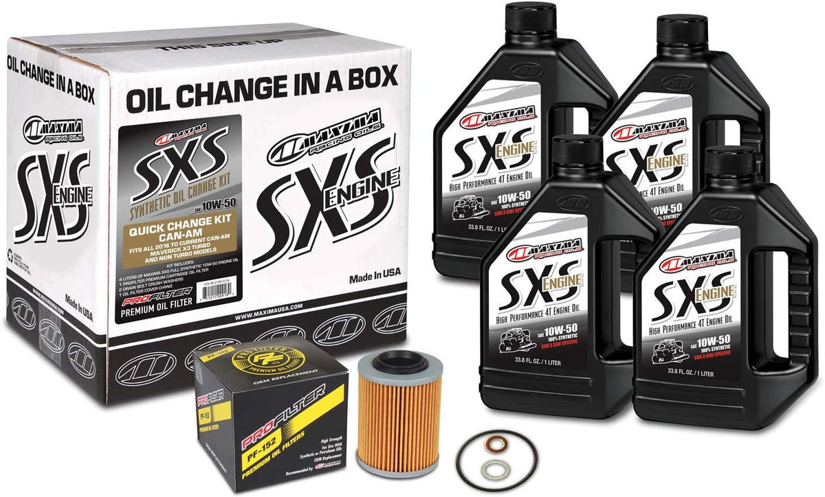 Maxima 90-219013-CA Quick Change SxS Synthetic 10W-50 Can-Am Engine Oil Change Kit