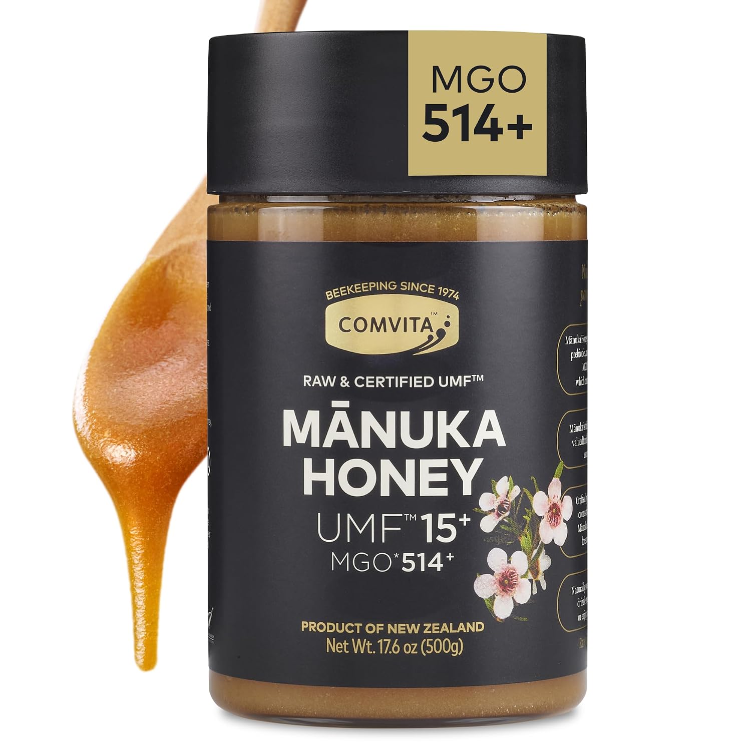 Comvita Manuka Honey UMF 15+ (MGO 514+) Raw, Monofloral - 500g (17.6 Oz)