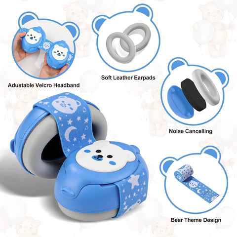 YomauiYee Baby Earmuffs-Infant Ear Protection for Babies 0-36 Months,Infant Headphones with Little Bear Design Noise Cancelling Headphones for Improves Sleep,Baby Travel Essentials for Airplane/Sleep
