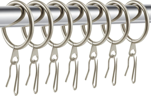 Hotop 30 Pcs Metal Drapery Curtain Rings with Hooks,Champagne,32 Mm