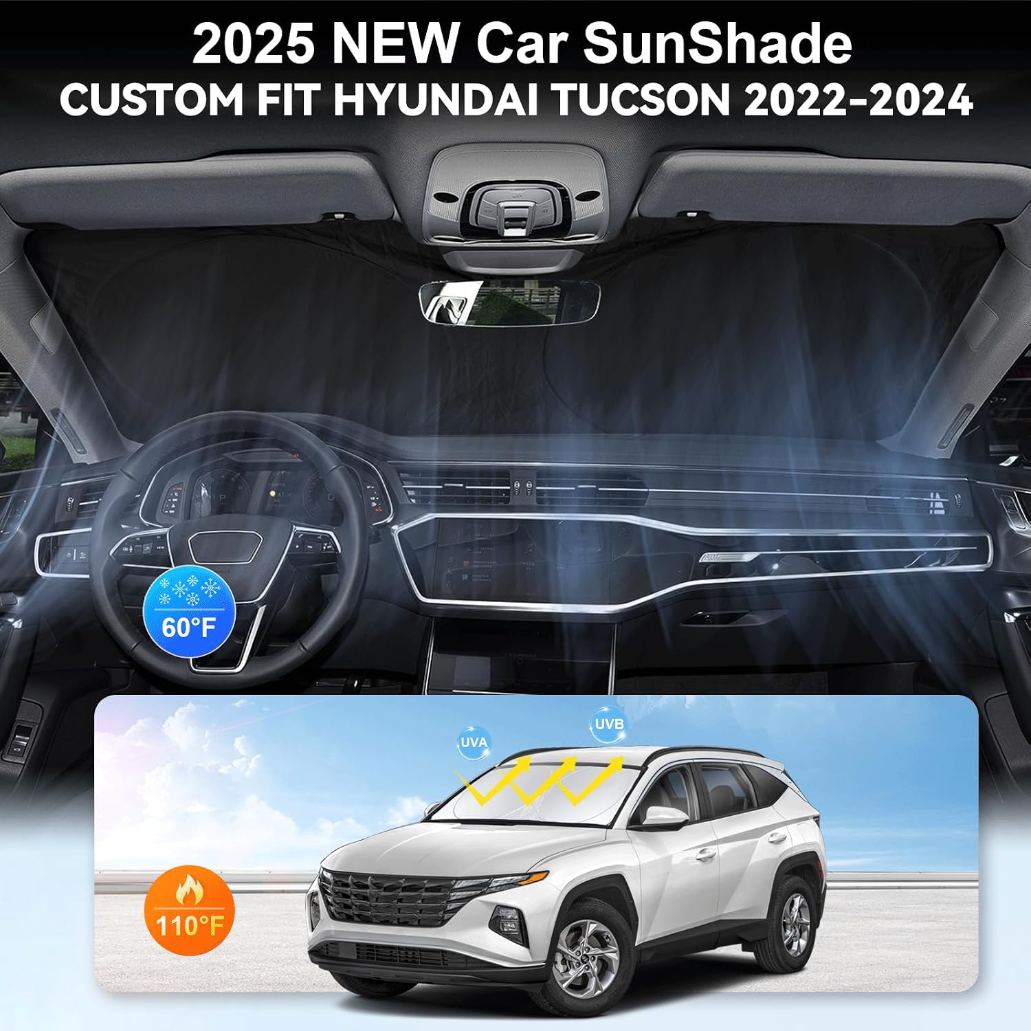 Windshield Sunshade for Hyundai Tucson 2022-2026 Front Window Shades