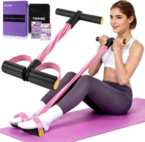 Pedal Resistance Band with Handle， Foot Pedal Resistance Band for Women，Multifunction Exercise Bands for Home Gym Full Body & Working Out