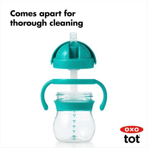 OXO Tot 6 Ounce Transitions Straw Cup with Removable Handles - Teal