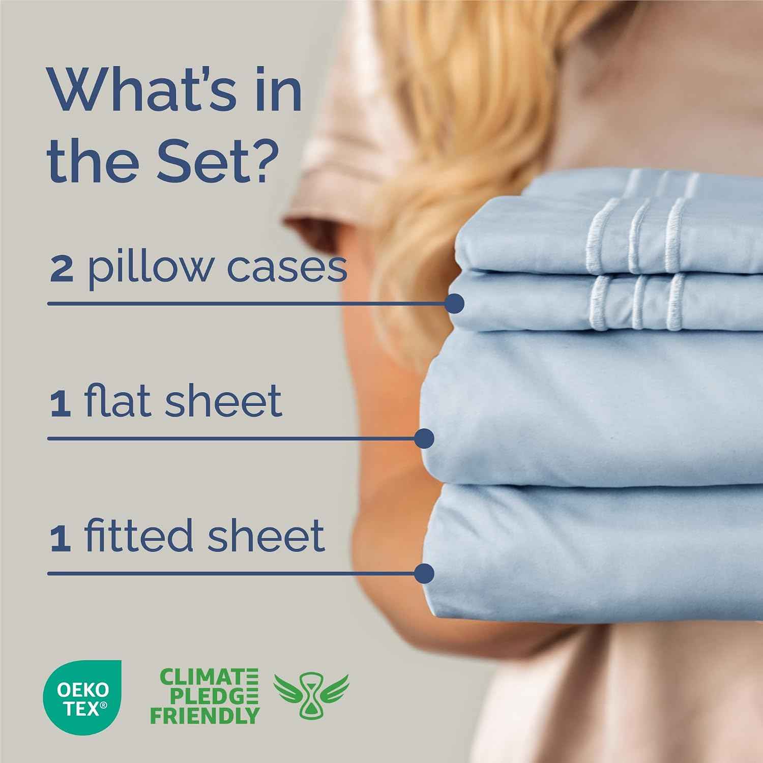 King Size 4 Piece Sheet Set - Comfy Breathable & Cooling Sheets - Sky Blue