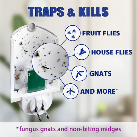 Indoor Flying Insect Trap Kit 2 Plug-in Bases + 6 Refill Cartridges