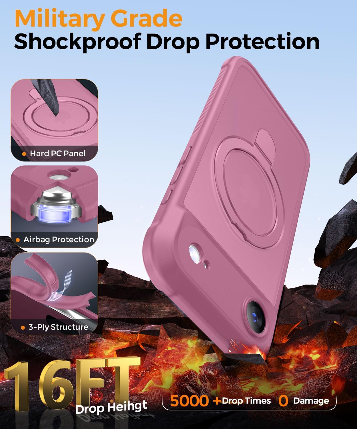MOCCA Magnetic for iPhone 17 Air Case with Stand,Lavender Purple