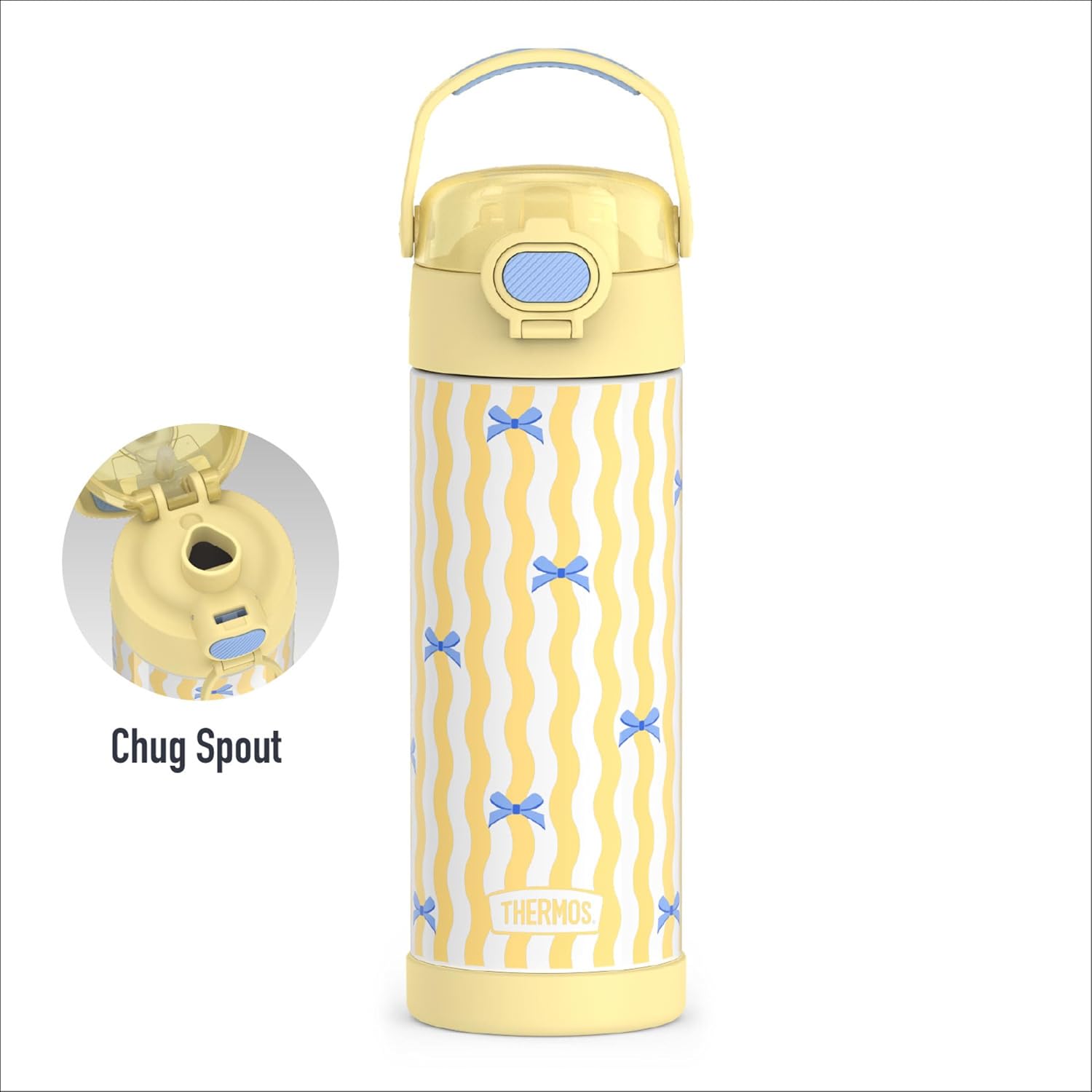THERMOS FUNTAINER Water Bottle with Spout, 16oz, Wavy Bows