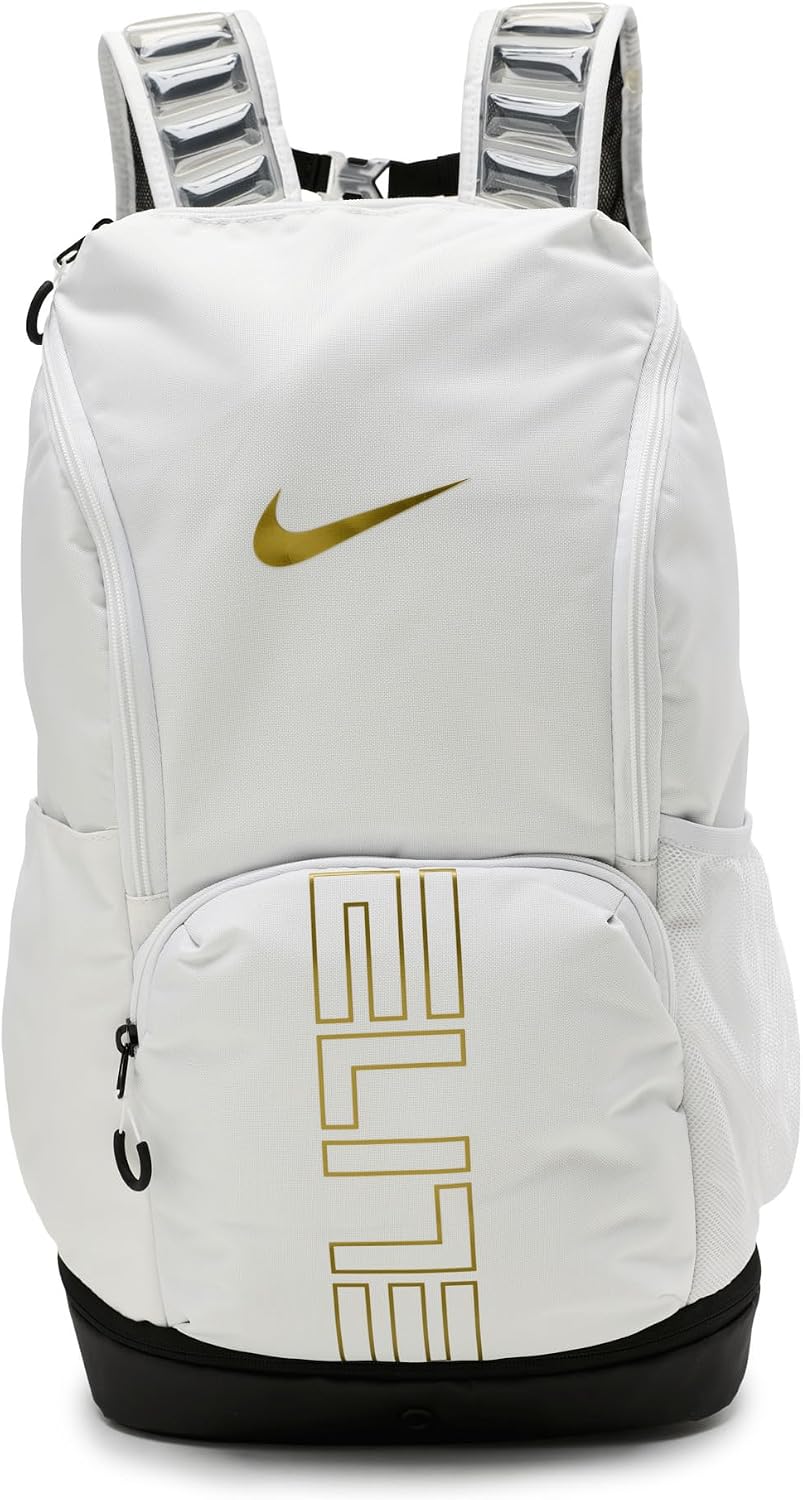 Nike Varsity Elite Backpack (32L), White/Black/Metallic Gold, MISC