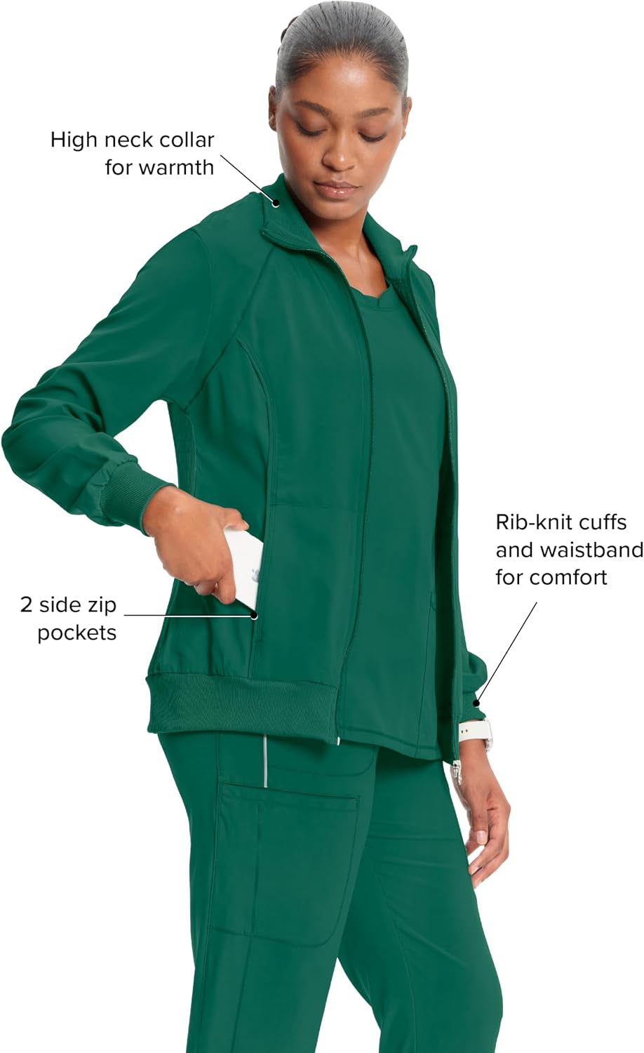 Cherokee Infinity Scrub Jacket for Women Zip Front Contemporary Fit