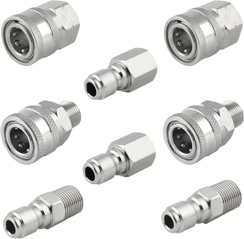 Raincovo Pressure Washer Quick Connect 3/8 Inch, Stainless Steel, 8 Piece