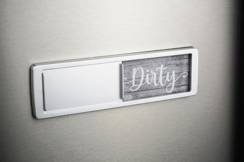 Dishwasher Magnet Clean Dirty Sign - Magnetic Signs That Say Clean/Dirty - Optional Sticker Adhesive for Non-Metal Stainless Steel Dish Washers - Light Gray Farmhouse