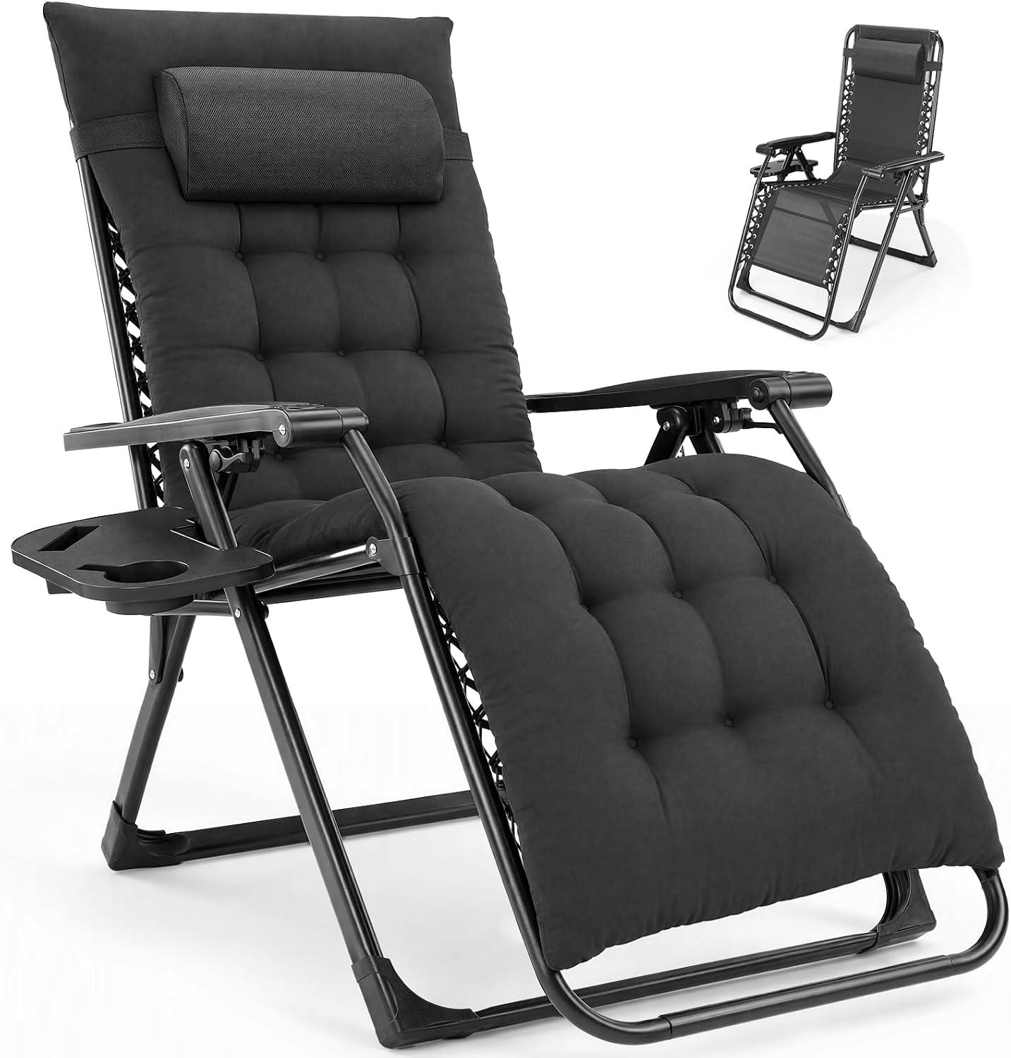 NEWBULIG Zero Gravity Chair, Folding Patio Recliner with Cup Holder Trays