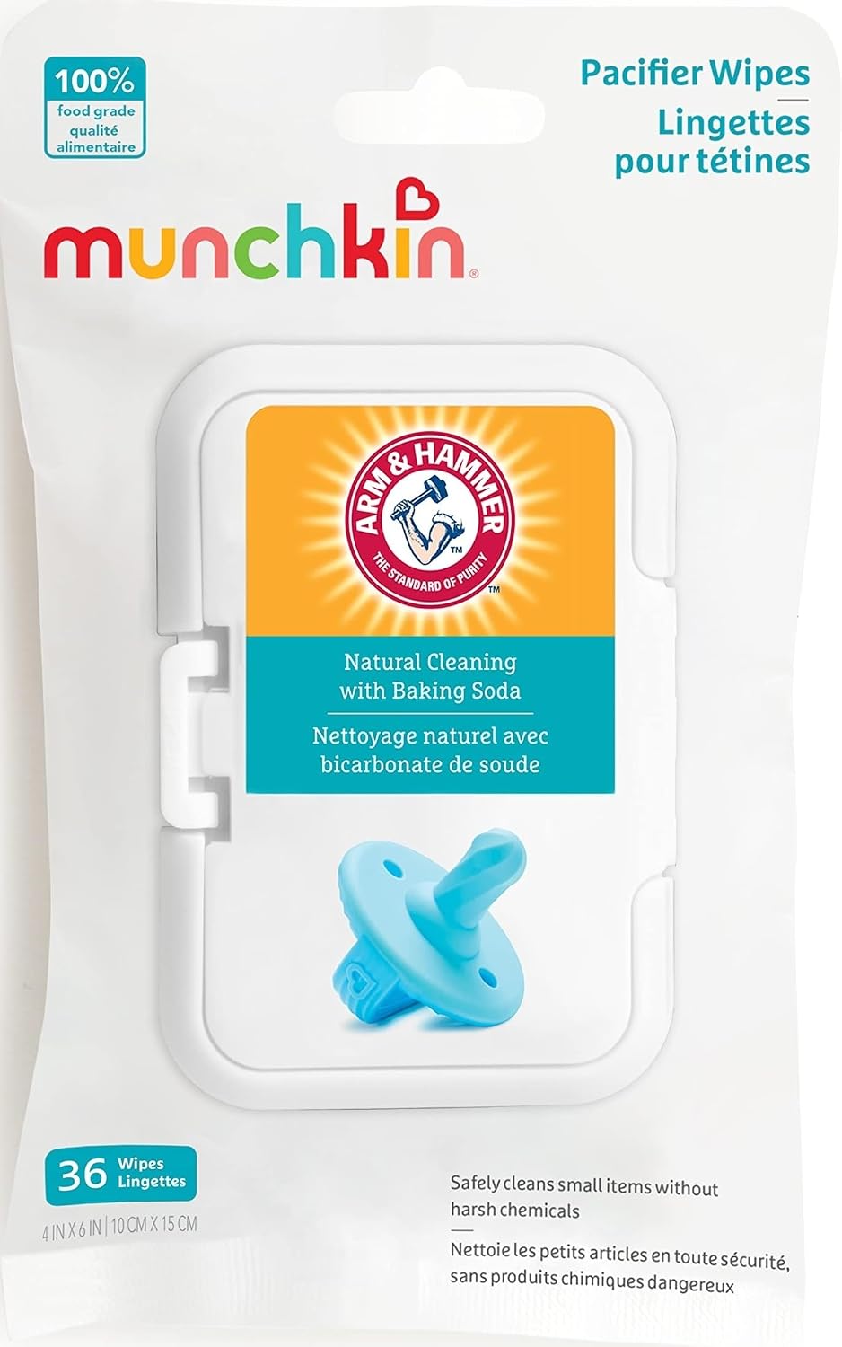 Munchkin Arm & Hammer Pacifier Wipes for Baby Essentials, 72 Count