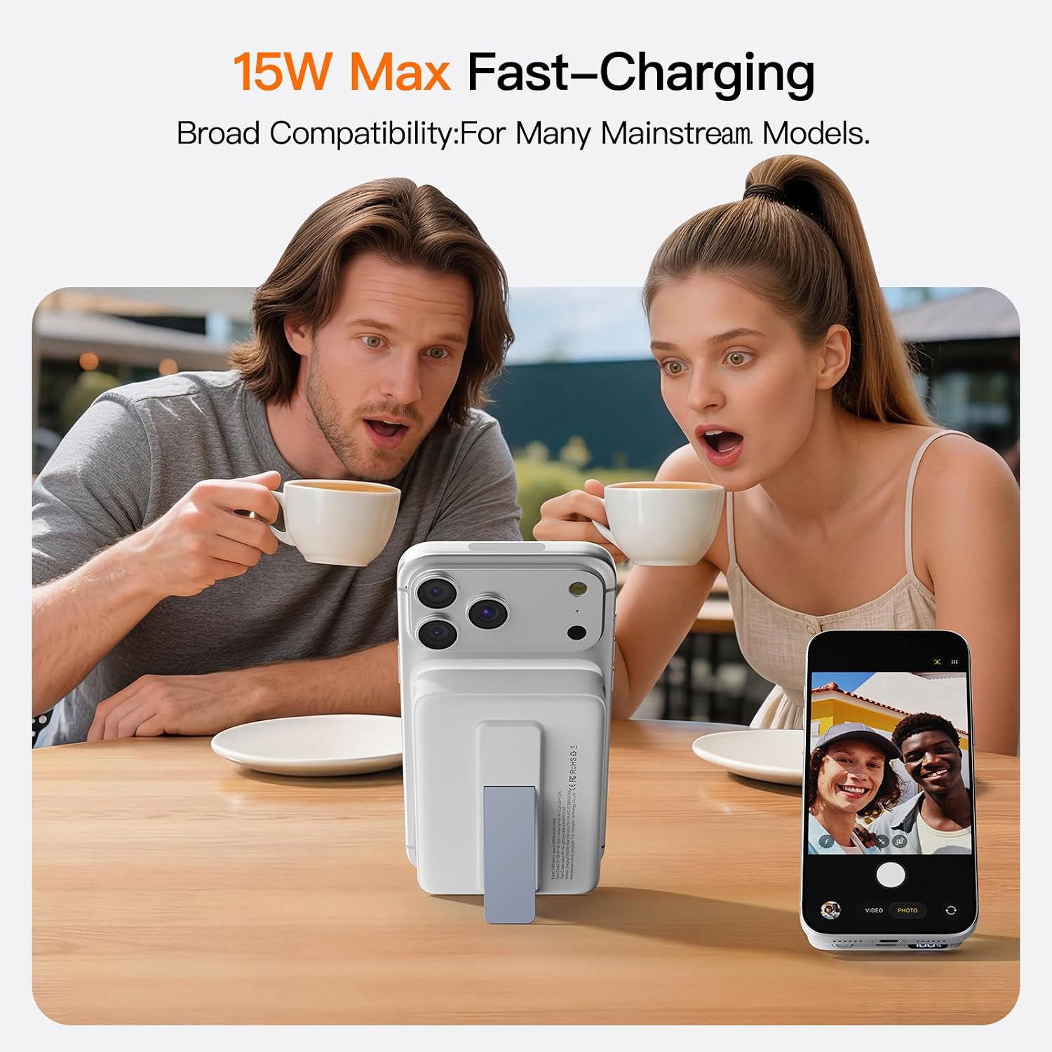 Magnetic Portable Charger 10000mAh, 22.5W Power Bank with Built in Cable
