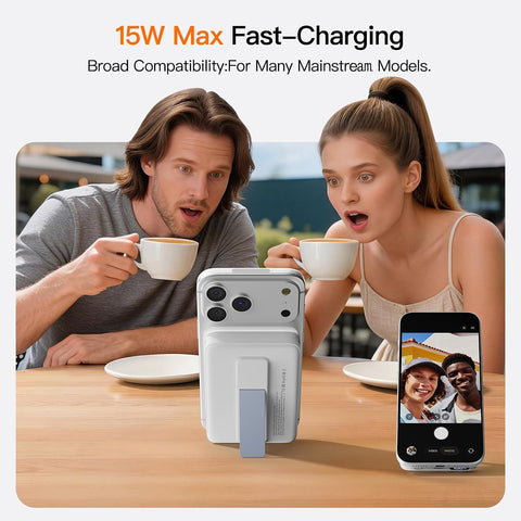 Magnetic Portable Charger 10000mAh, 22.5W Power Bank with Built in Cable