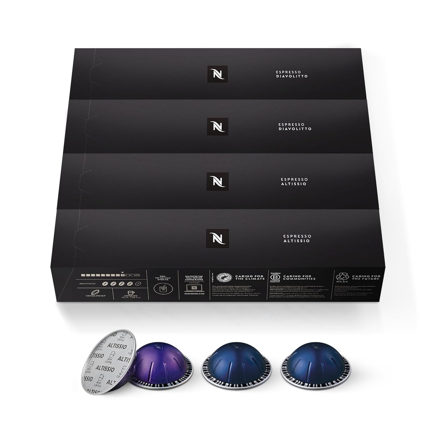 Nespresso Vertuo, Espresso, Bold Variety Pack, 40-Count Espresso Pods | Capsules Medium and Dark Roast Coffee Pack of 1