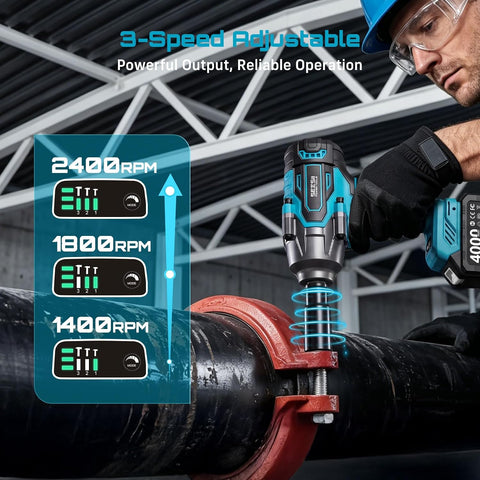 Seesii 1000N.m (738ft-lbs) Cordless Impact Wrench High Torque,1/2" Brushless Impact Gun w/Two 4.0Ah Battery,Fast Charger, 5 Sockets & Storage Case, Electric Impact Wrench for Car Truck,WH760