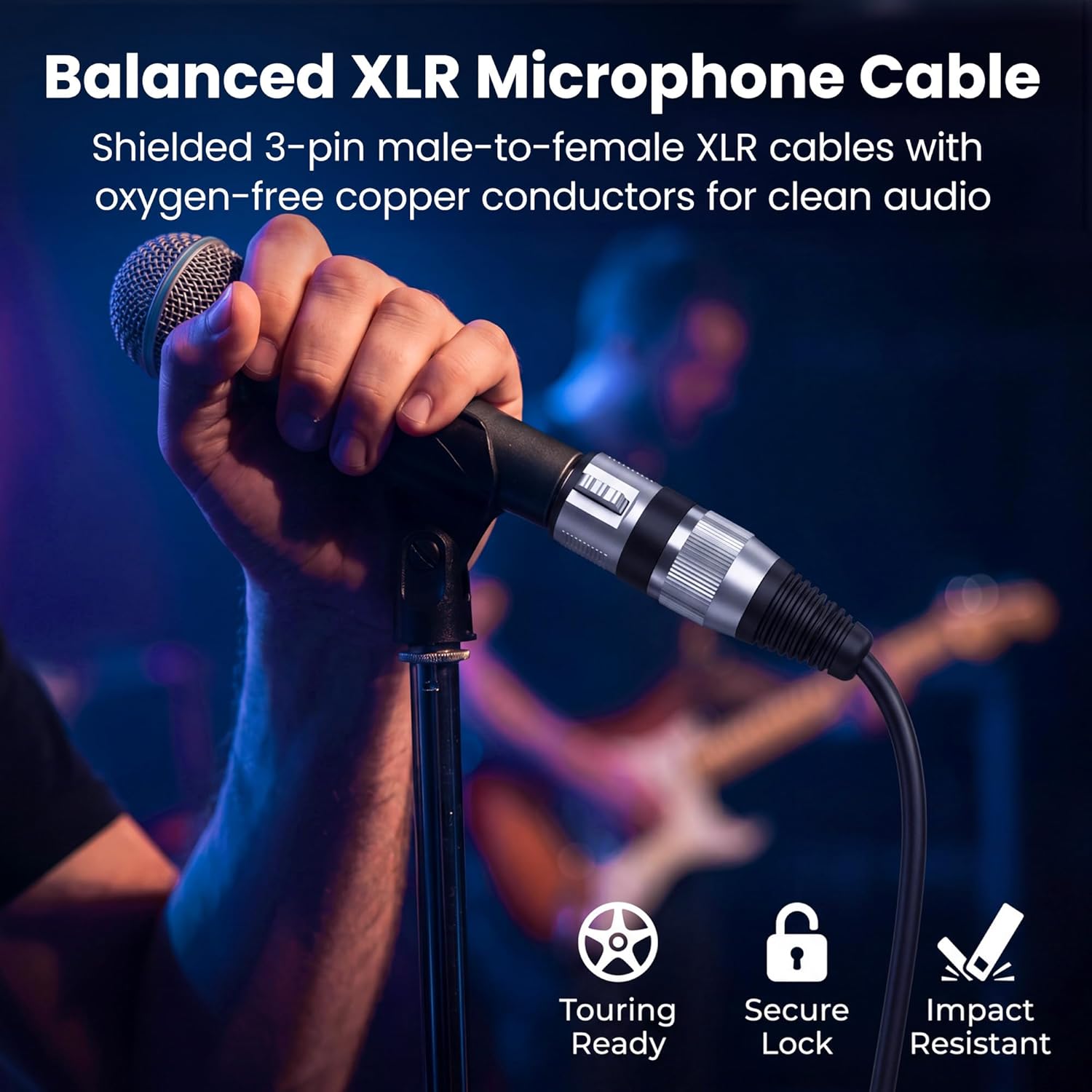 GEARit 22AWG OFC XLR Cables 3 FT 6-Pack Male to Female for Studio Recording
