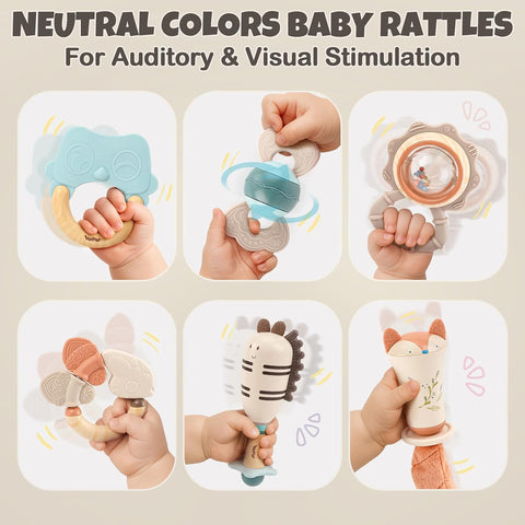 Baby Rattles & Teethers Set, Baby Toys 0-6 Months, Teething Toys 3-6 Months