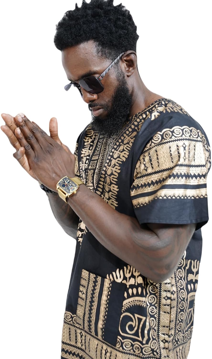 Dupsie's African Print Unisex Dashiki Shirt African Attire for Men Women Black History month, Festivals, Church, Cruises