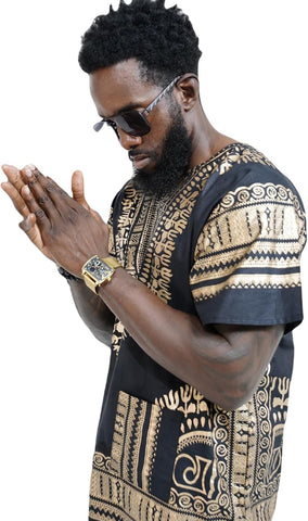 Dupsie's African Print Unisex Dashiki Shirt African Attire for Men Women Black History month, Festivals, Church, Cruises