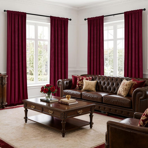 MIULEE Christmas Burgundy Velvet Curtains 4 Panels Set Back Tab 40"x84"