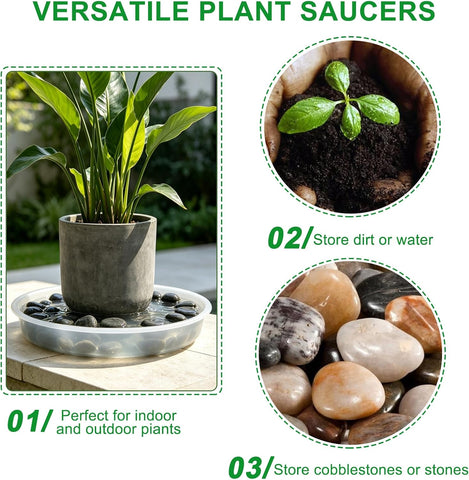 TITE Plant Saucer Heavy Large Planter Durable Thicker Plastic Plant Trays for Indoors and Outdoor,Plant Saucer Drip Trays (Transparent, 14 inch)