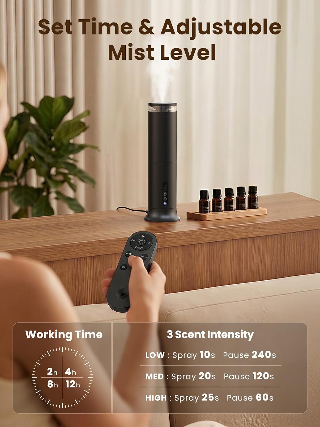 XEITIN Tower Waterless Diffuser with 5 Hotel-inspried Scent Oil Set