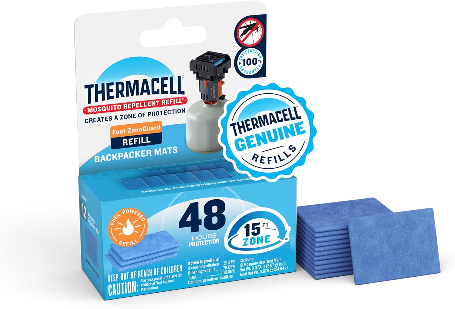 Thermacell Fuel-ZoneGuard Backpacker Mosquito Repellent Mat Refills, 48-Hr
