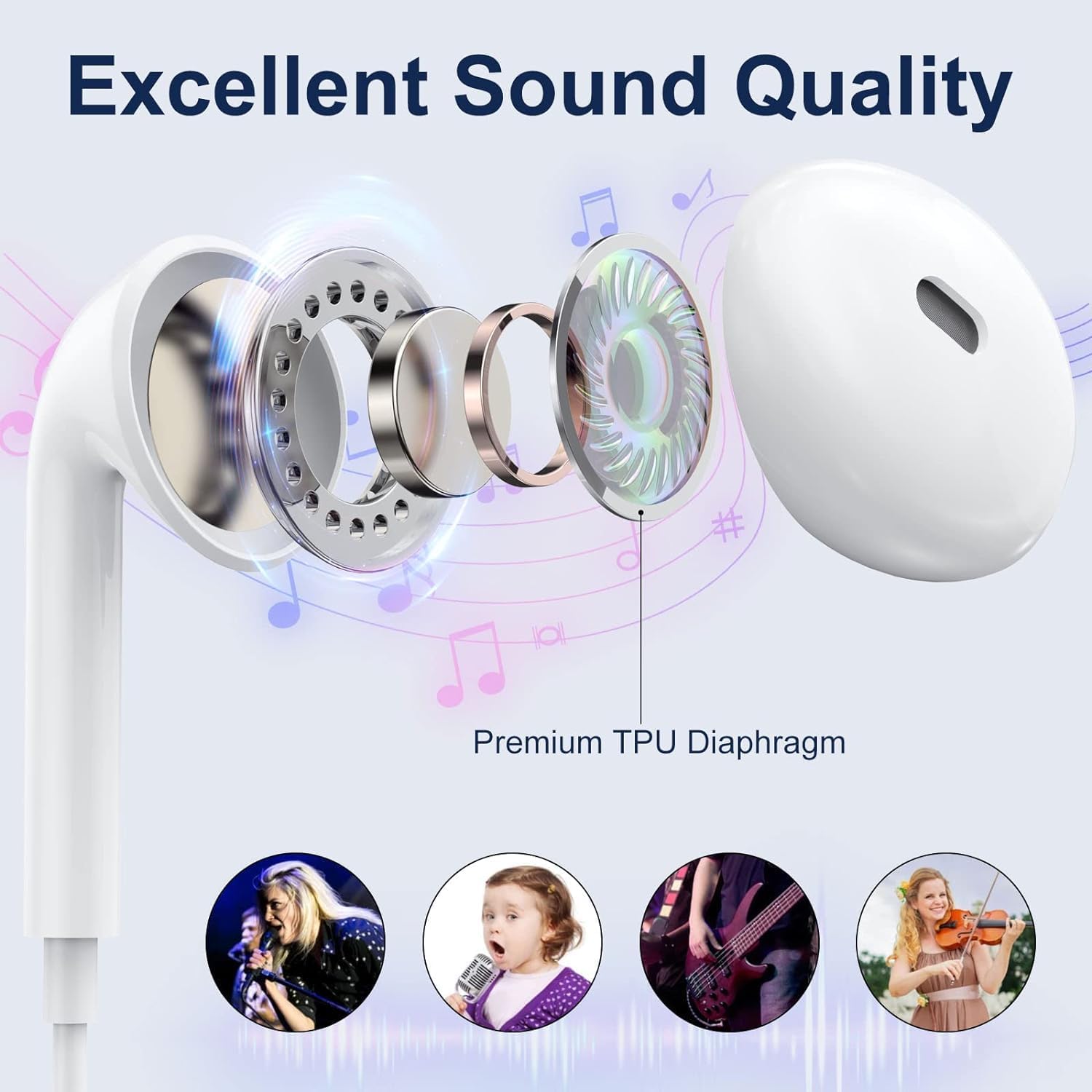 2 Packs-for Wired Headphones Wired Earbuds