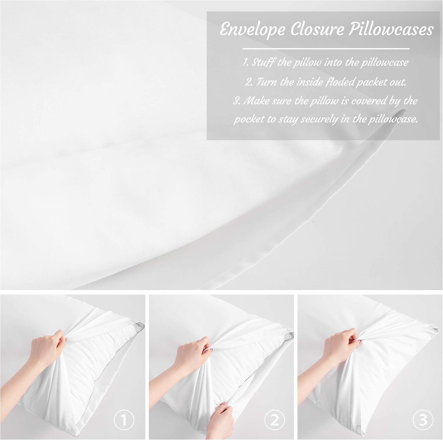 NTBAY King Microfiber Pillowcases, Set of 2, White
