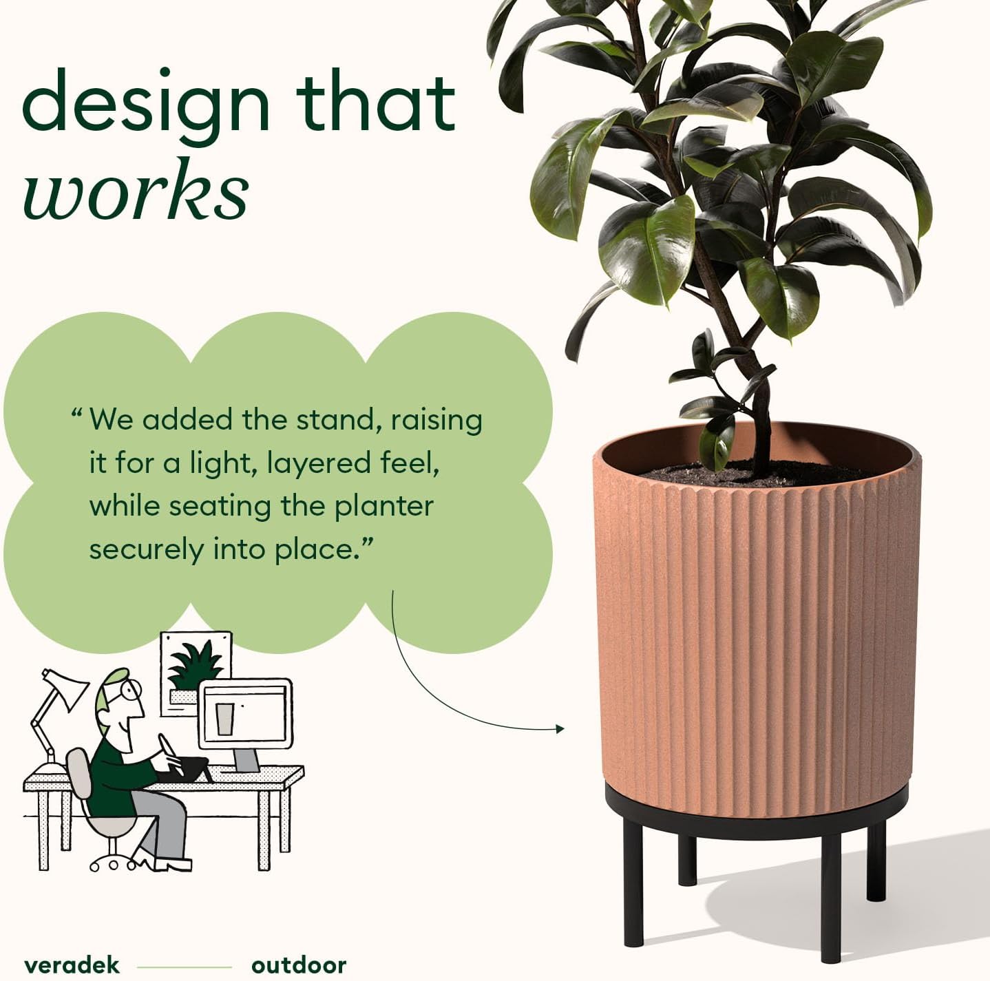 Veradek Demi Series Raised Planter - Round Planter with Stand