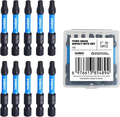 toolant 10PCS T25 2" Impact Torx Bits S2 Steel