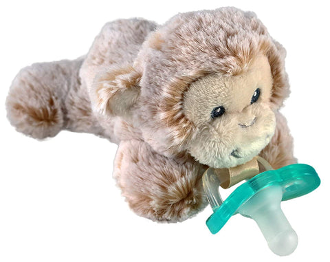RaZbaby RaZbuddy Stuffed Animal Pacifier Holder for Newborns & Up, Made in the USA, Detachable Orthodontic JollyPop Pacifier, Medical-Grade 100% BPA-Free Silicone, Baby Shower, 0 Months+ (Axolotl)