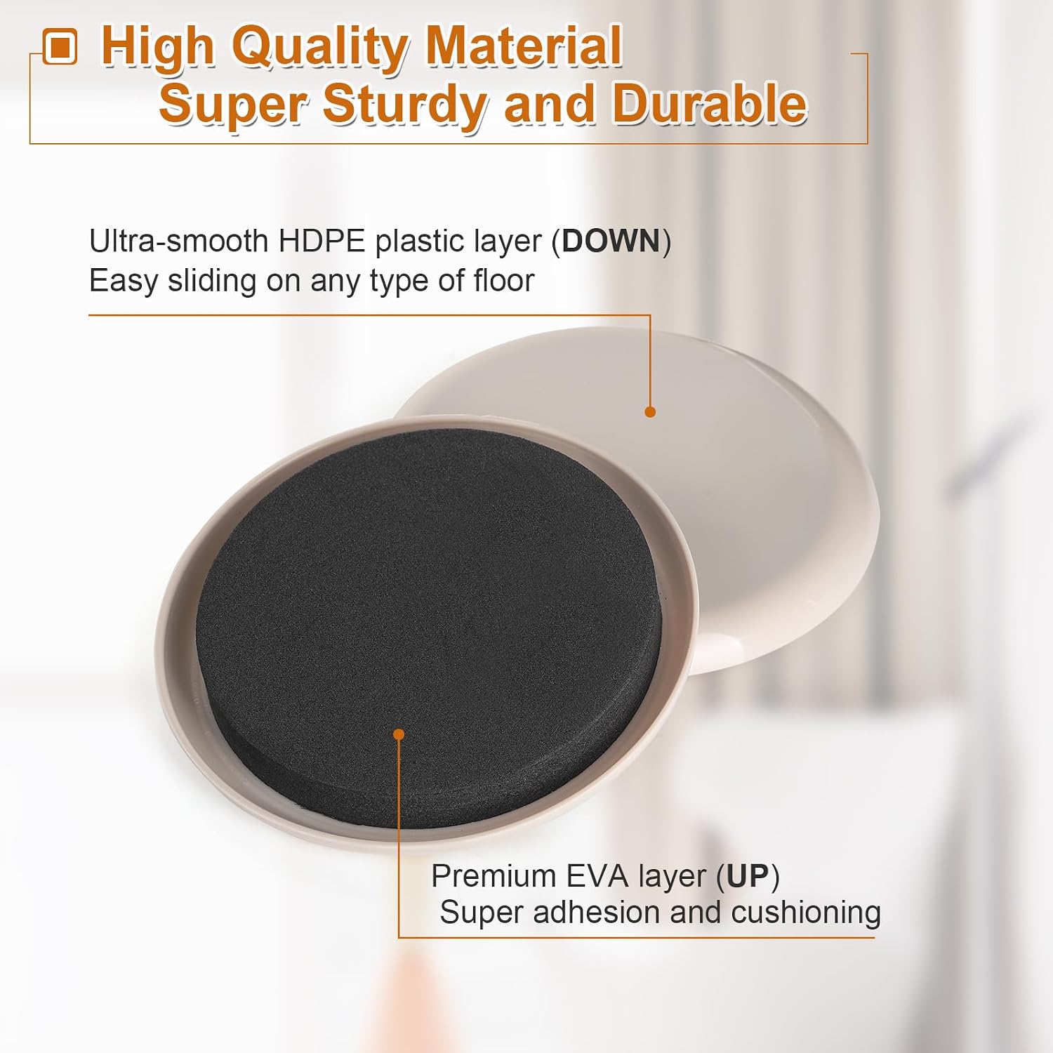 Furniture Sliders for Carpet 8 PCS - 3 1/2"